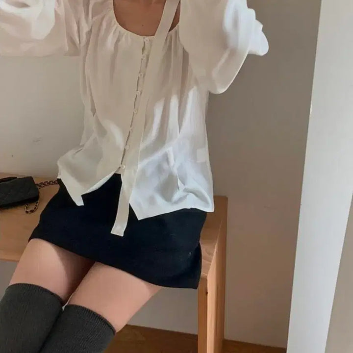 [BUNJANG] Miel Mute Wool Blouse / 구해요) 미엘 miel 뮤트 울 블라우스