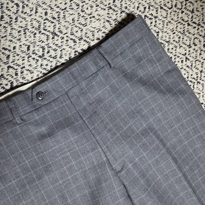 [BUNJANG] Marie Claire Homme Check Wool Slacks - Grey / 마리끌레르 옴므 체크 울 슬랙스 그레이 32~34