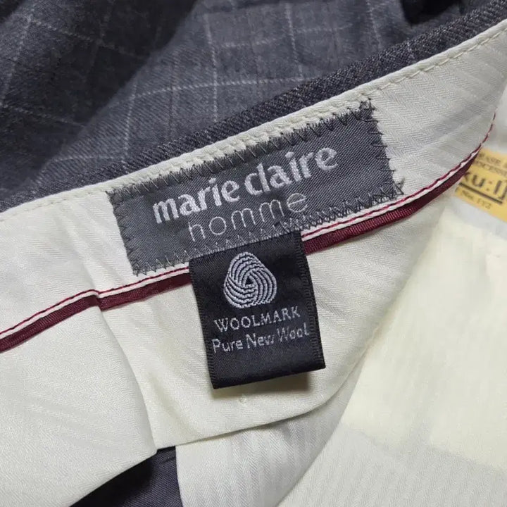 [BUNJANG] Marie Claire Homme Check Wool Slacks - Grey / 마리끌레르 옴므 체크 울 슬랙스 그레이 32~34