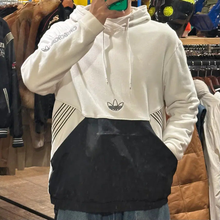 [BUNJANG] Adidas Hooded Sweatshirt White (Size M) / [HI] 아디다스 후드티 화이트