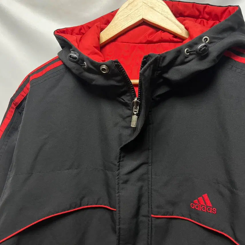 [BUNJANG] Adidas Old School Reversible Quilted Jacket / [정품/100] 아디다스 올드스쿨 삼선 블랙레드 누빔 자켓/점퍼 져지