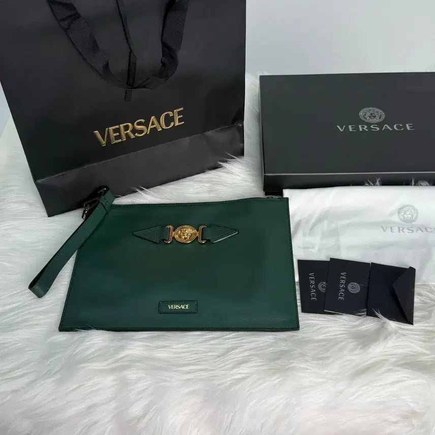 [BUNJANG] Versace Clutch Bag Green Full Set / 베르사체 클러치 백 그린 풀세트