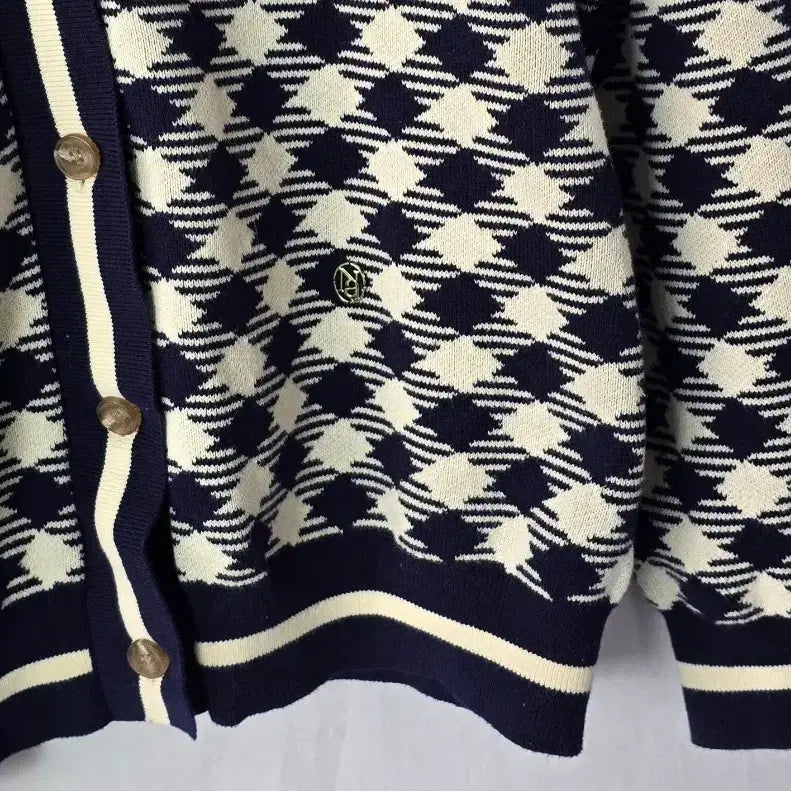 [BUNJANG] Atelier Nine Check Jacquard Knit Set Navy / 아틀리에 나인 체크 자카드 니트 셋업 가디건 네이비/free
