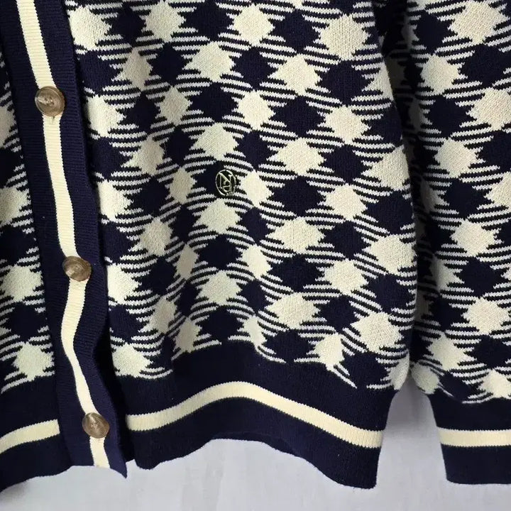[BUNJANG] Atelier Nine Check Jacquard Knit Set Navy / 아틀리에 나인 체크 자카드 니트 셋업 가디건 네이비/free