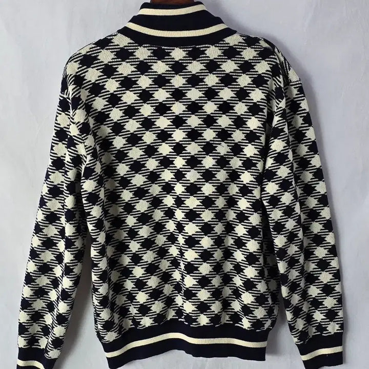 [BUNJANG] Atelier Nine Check Jacquard Knit Set Navy / 아틀리에 나인 체크 자카드 니트 셋업 가디건 네이비/free