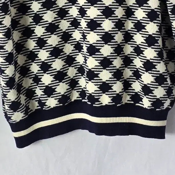 [BUNJANG] Atelier Nine Check Jacquard Knit Set Navy / 아틀리에 나인 체크 자카드 니트 셋업 가디건 네이비/free