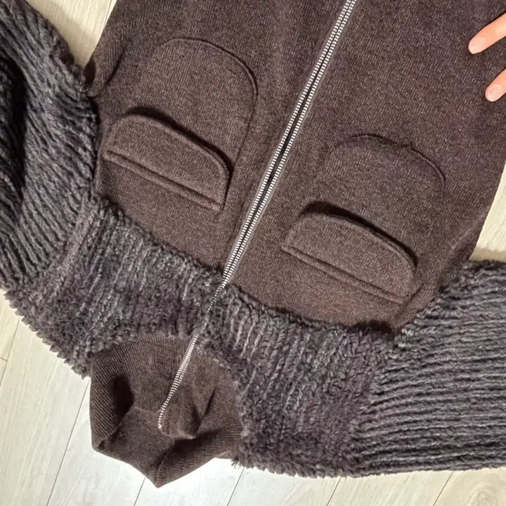 [BUNJANG] Brown Two-Way Zip-Up Jacket / 브라운 투웨이 집업 포켓