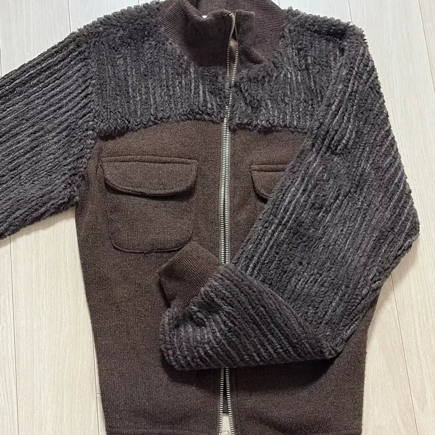 [BUNJANG] Brown Two-Way Zip-Up Jacket / 브라운 투웨이 집업 포켓