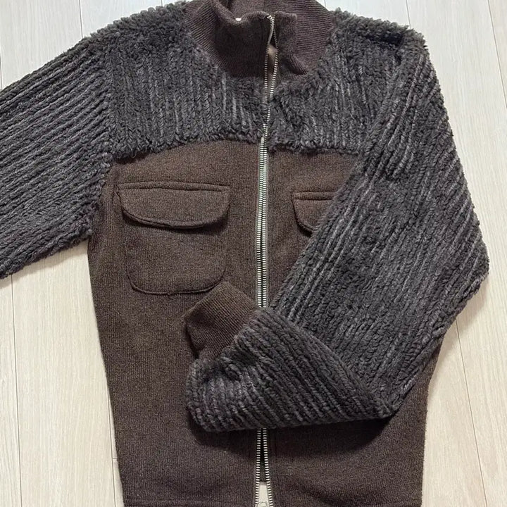 [BUNJANG] Brown Two-Way Zip-Up Jacket / 브라운 투웨이 집업 포켓