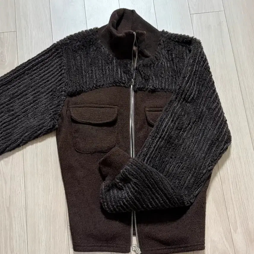 [BUNJANG] Brown Two-Way Zip-Up Jacket / 브라운 투웨이 집업 포켓