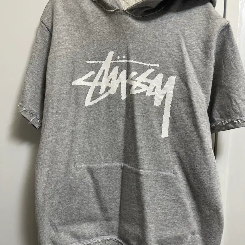 [BUNJANG] Stussy Grey Short Sleeve Hoodie / 스투시 그레이 반팔 후드티