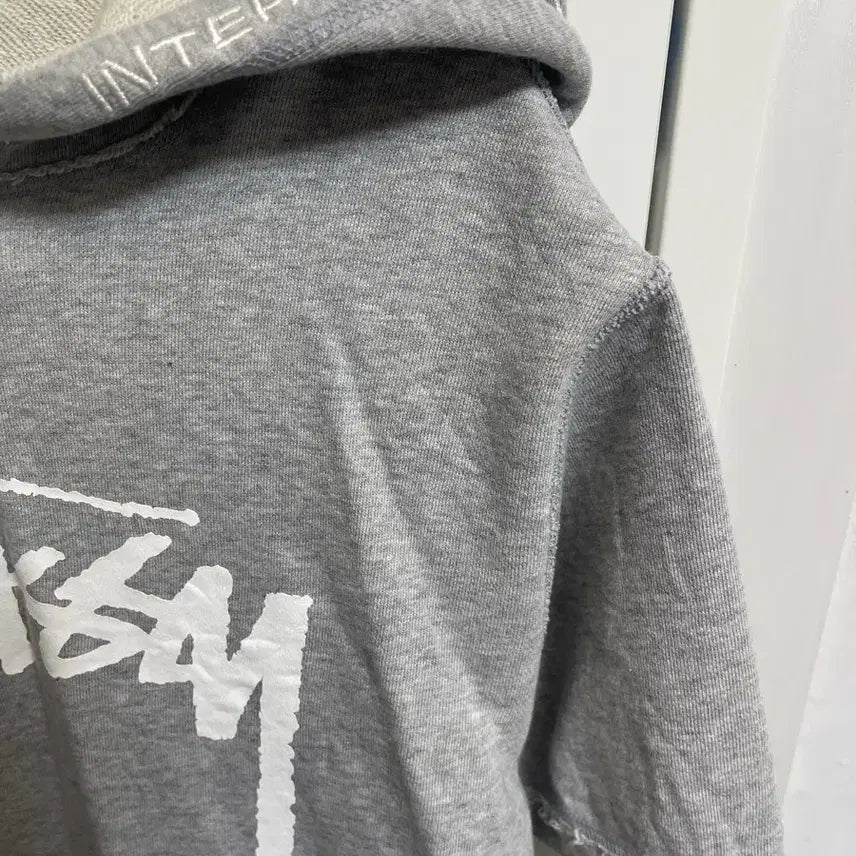 [BUNJANG] Stussy Grey Short Sleeve Hoodie / 스투시 그레이 반팔 후드티