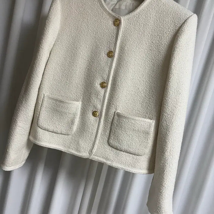 [BUNJANG] Dunst Classic Boucle Tweed Jacket Cream / 던스트 클래식 부클 트위드 자켓 크림