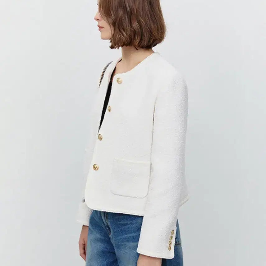 [BUNJANG] Dunst Classic Boucle Tweed Jacket Cream / 던스트 클래식 부클 트위드 자켓 크림