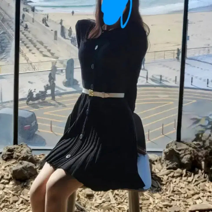 [BUNJANG] Black Knit Mini Dress / 검정 원피스 숏