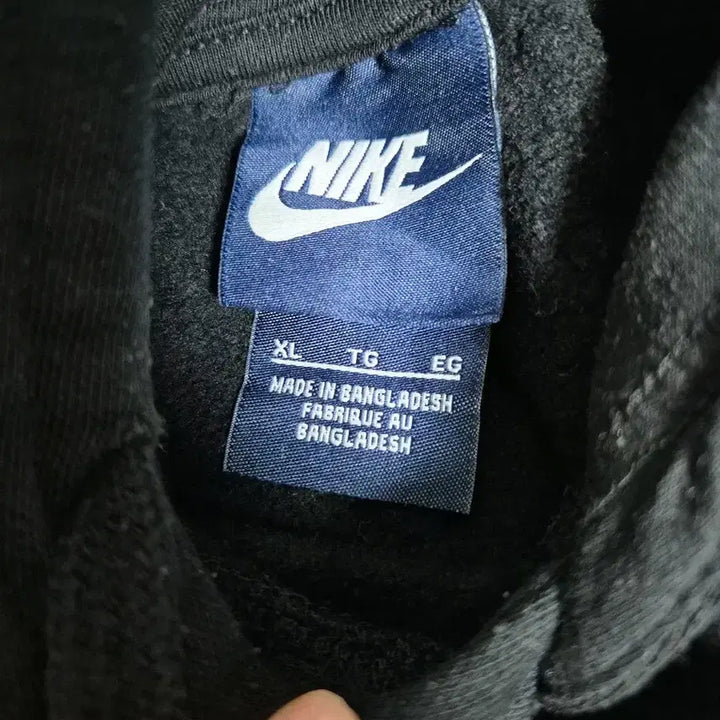 [BUNJANG] Nike Black Fleece Hoodie Big Logo / 나이키 블랙 기모 후드티 빅로고