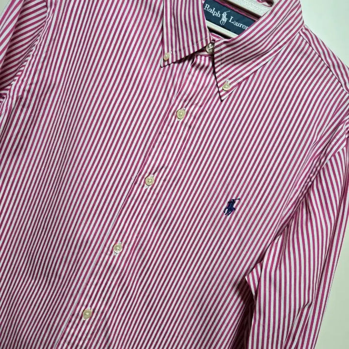 [BUNJANG] Polo Ralph Lauren Custom Fit Pink Stripe Shirt / 폴로 랄프로렌 정품 커스텀핏 핑크스트라이프 셔츠