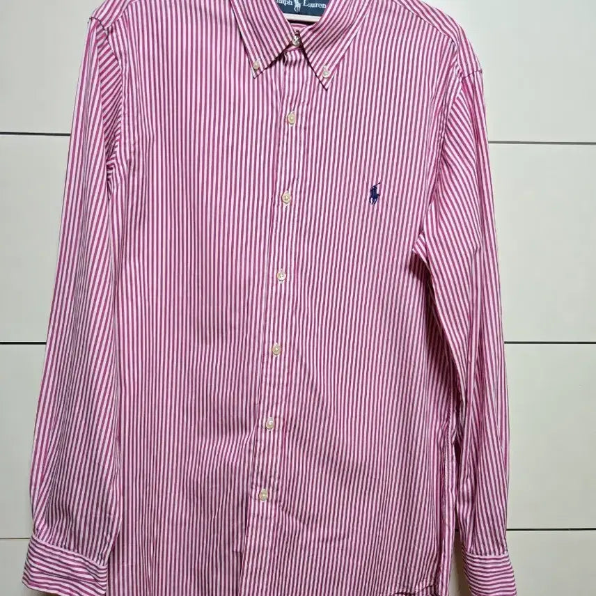 [BUNJANG] Polo Ralph Lauren Custom Fit Pink Stripe Shirt / 폴로 랄프로렌 정품 커스텀핏 핑크스트라이프 셔츠
