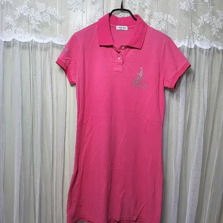 [BUNJANG] Beanpole Pink Cubic Polo Dress / 빈폴 핑크색 큐빅 폴로 원피스