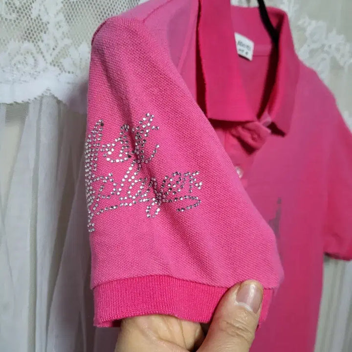 [BUNJANG] Beanpole Pink Cubic Polo Dress / 빈폴 핑크색 큐빅 폴로 원피스