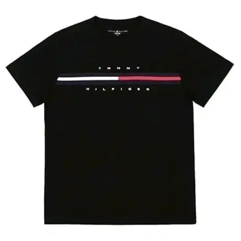 [BUNJANG] Tommy Hilfiger Black Striped Short Sleeve T-Shirt / 타미힐피거 블랙 스트라이프 반팔 티셔츠