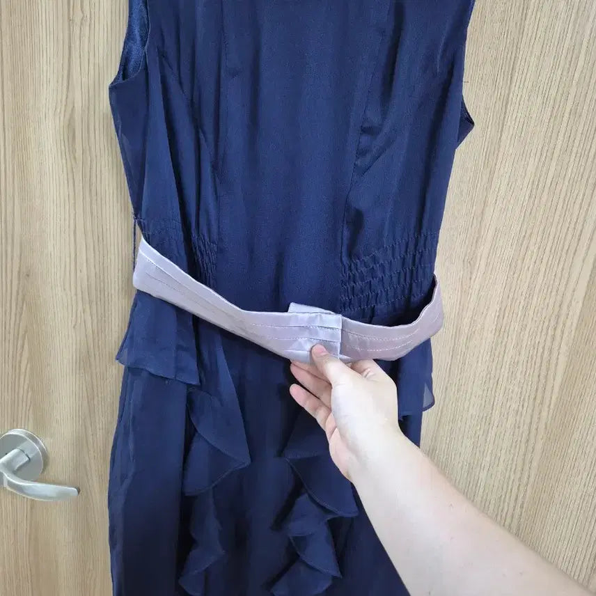 [BUNJANG] 2me Navy Frill Sleeveless Dress / 2me 네이비 프릴 민소매 원피스