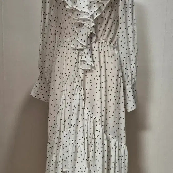 [BUNJANG] White Black Dot Long Dress / 화이트 블랙 도트 롱 원피스 66-77 op2