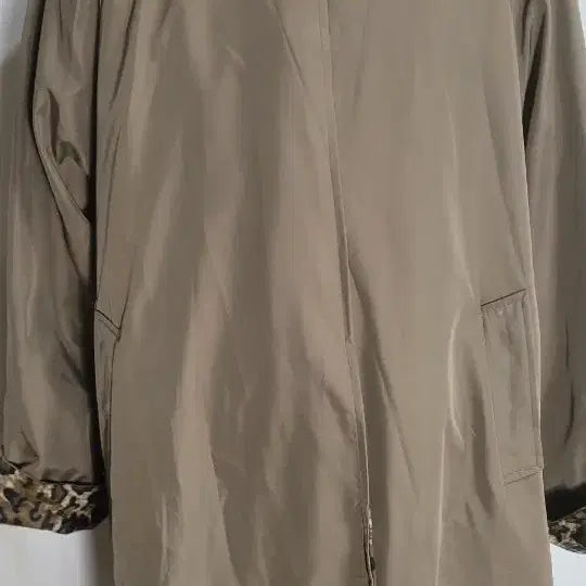 [BUNJANG] Beige Long Trench Coat with Leopard Lining / 베이지 롱 트렌치코트 + 레오파드 안감