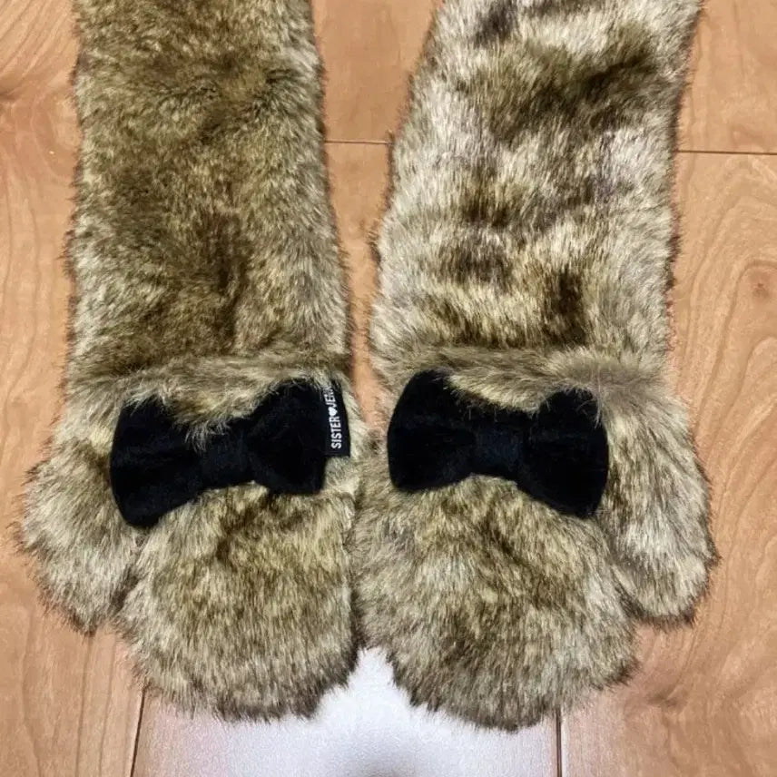 [BUNJANG] Latte Girl Ribbon Fur Muffler / 라떼갸루 퍼 목도리 리본 머플러