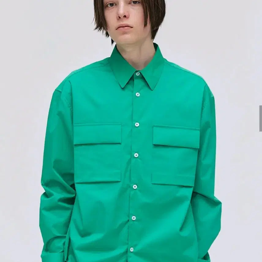 [BUNJANG] ezio Double Out Pocket Shirt Green / ezio 이지오 더블 아웃 포켓 셔츠 그린 / L사이즈