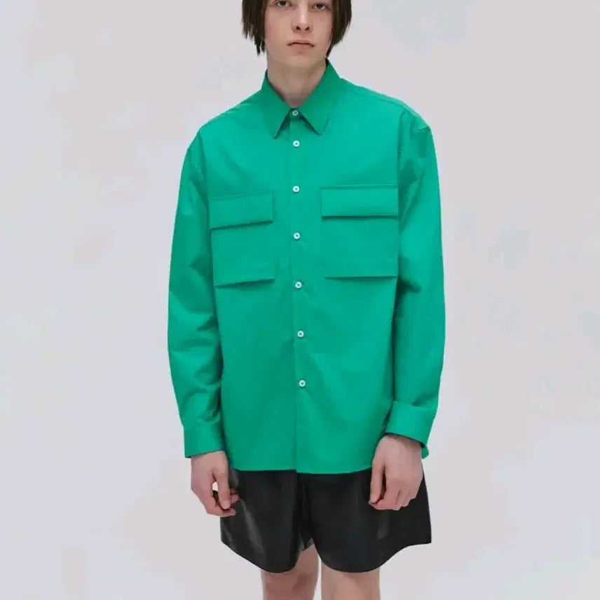 [BUNJANG] ezio Double Out Pocket Shirt Green / ezio 이지오 더블 아웃 포켓 셔츠 그린 / L사이즈
