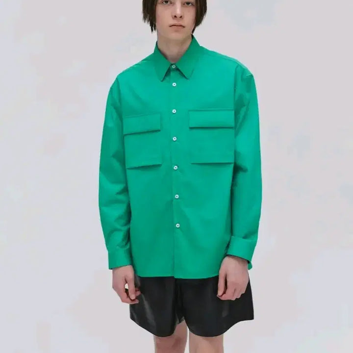 [BUNJANG] ezio Double Out Pocket Shirt Green / ezio 이지오 더블 아웃 포켓 셔츠 그린 / L사이즈