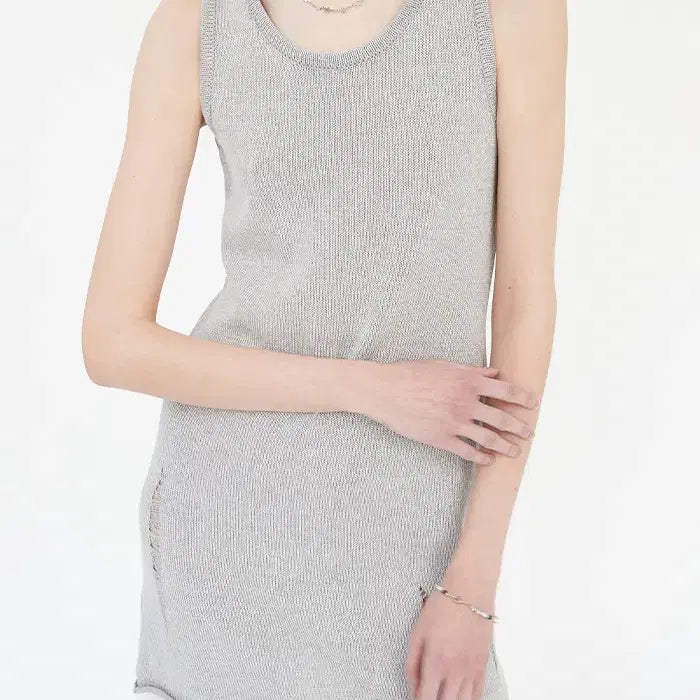 [BUNJANG] Gyeong 경 메탈릭 니트 드레스 실버 그레이 / Gyeong 경 메탈릭 니트 드레스 실버 그레이