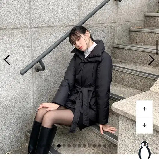 [BUNJANG] Ivana Helsinki Black Cashmere Down Coat / M 이바나헬싱키패딩 블랙패딩 벨트패딩 패딩코트 캐시미어패딩 오리털