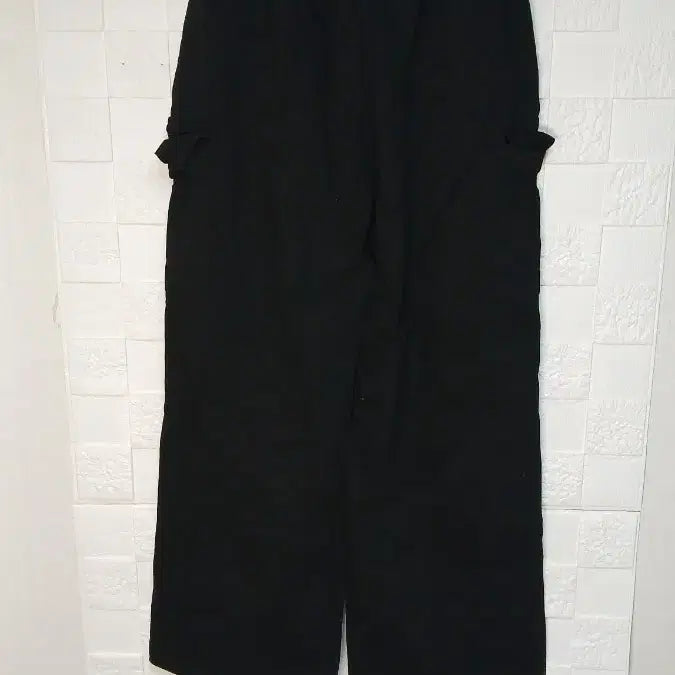 [BUNJANG] Black Cargo Wide Pants - Free Size / 블랙 카고 와이드 팬츠ㅡ프리