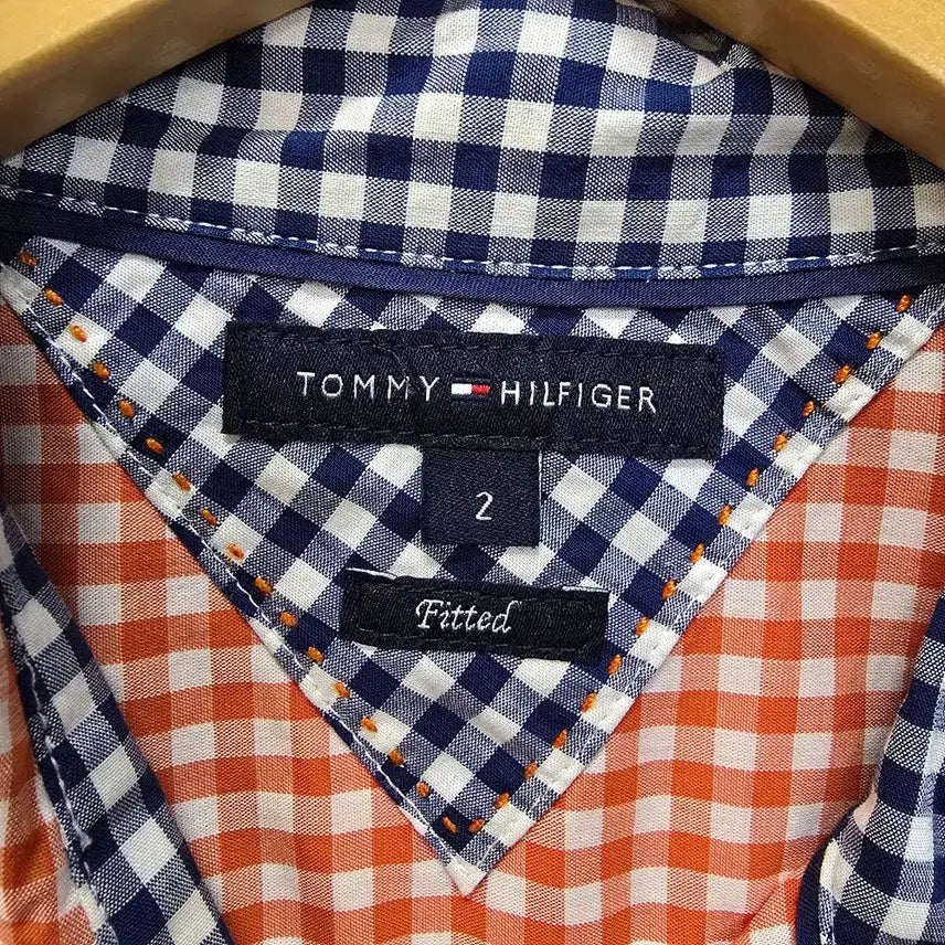 [BUNJANG] Tommy Hilfiger Gingham Check Shirt Orange (Size 85) / 타미힐피거 깅엄 체크 셔츠 오렌지 85
