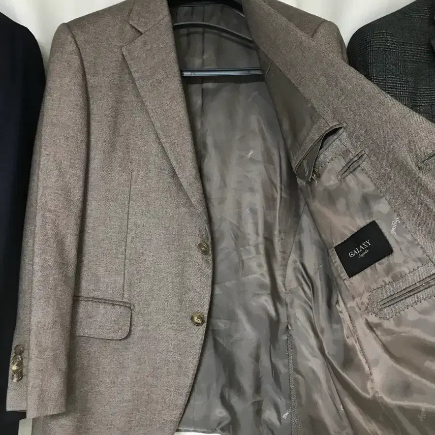 [BUNJANG] Galaxy Men's Beige Camel Brown Combo Jacket / 갤럭시 남성 자켓 100 베이지 카멜 브라운 콤비 자켓