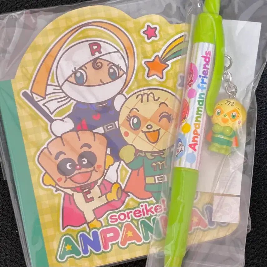 [BUNJANG] Anpanman Melon Bread Classic Ballpoint Pen and Memo Pad Bundle / 호빵맨 메론빵 고전 볼펜 메모지 일괄
