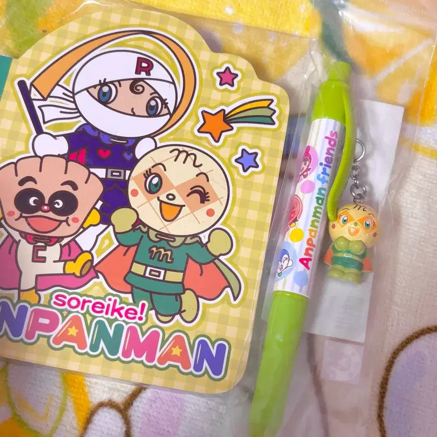 [BUNJANG] Anpanman Melon Bread Classic Ballpoint Pen and Memo Pad Bundle / 호빵맨 메론빵 고전 볼펜 메모지 일괄