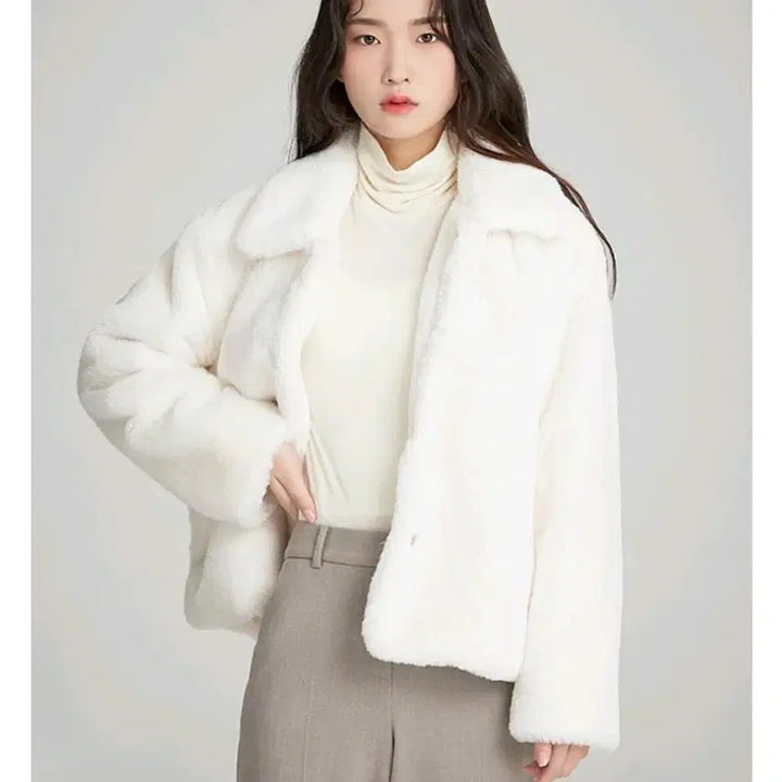 [BUNJANG] Spao Ivory Faux Fur Jacket (Size S) / 스파오 인조퍼 퍼자켓 아이보리 M
