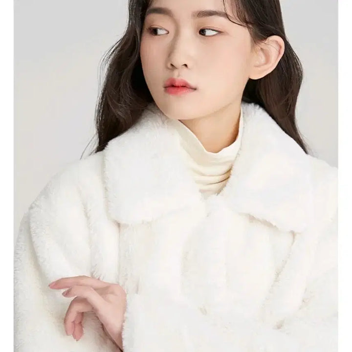 [BUNJANG] Spao Ivory Faux Fur Jacket (Size S) / 스파오 인조퍼 퍼자켓 아이보리 M