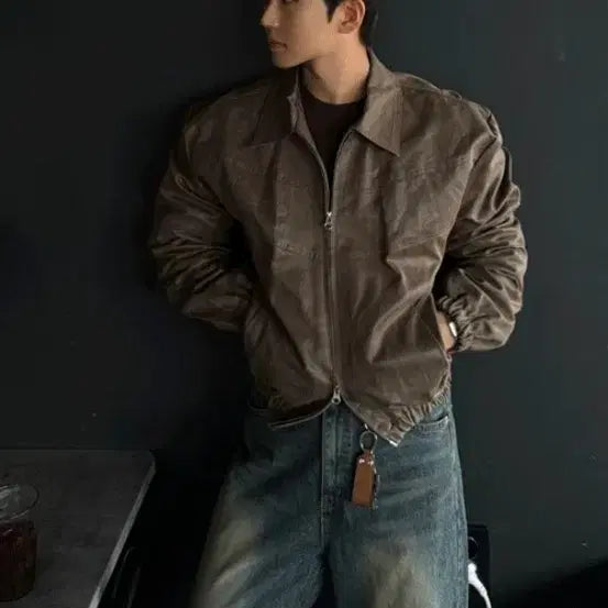 [BUNJANG] Vaidoh Suede Blouson Jacket / 바이도 크랙 스웨이드 블루종 자켓