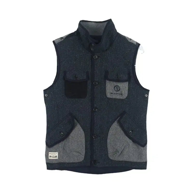 [BUNJANG] Beanpole Men's Silk Wool Blend Patchwork Vest / 빈폴 (MEN - M) 실크 울 블렌드 패치워크 조끼