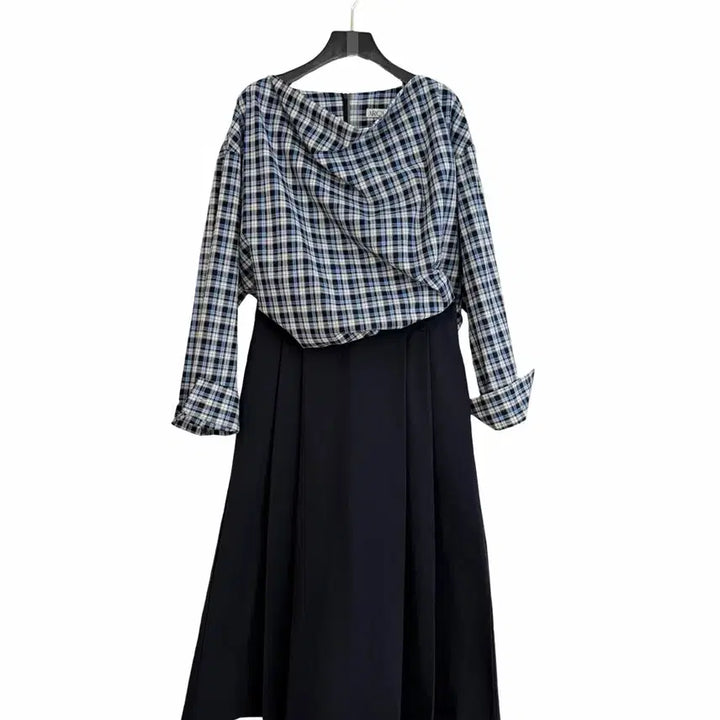 [BUNJANG] Checked Drape Cotton Blouse / 교신안함)체크 드레이프 코튼 블라우스-고퀄/투웨이