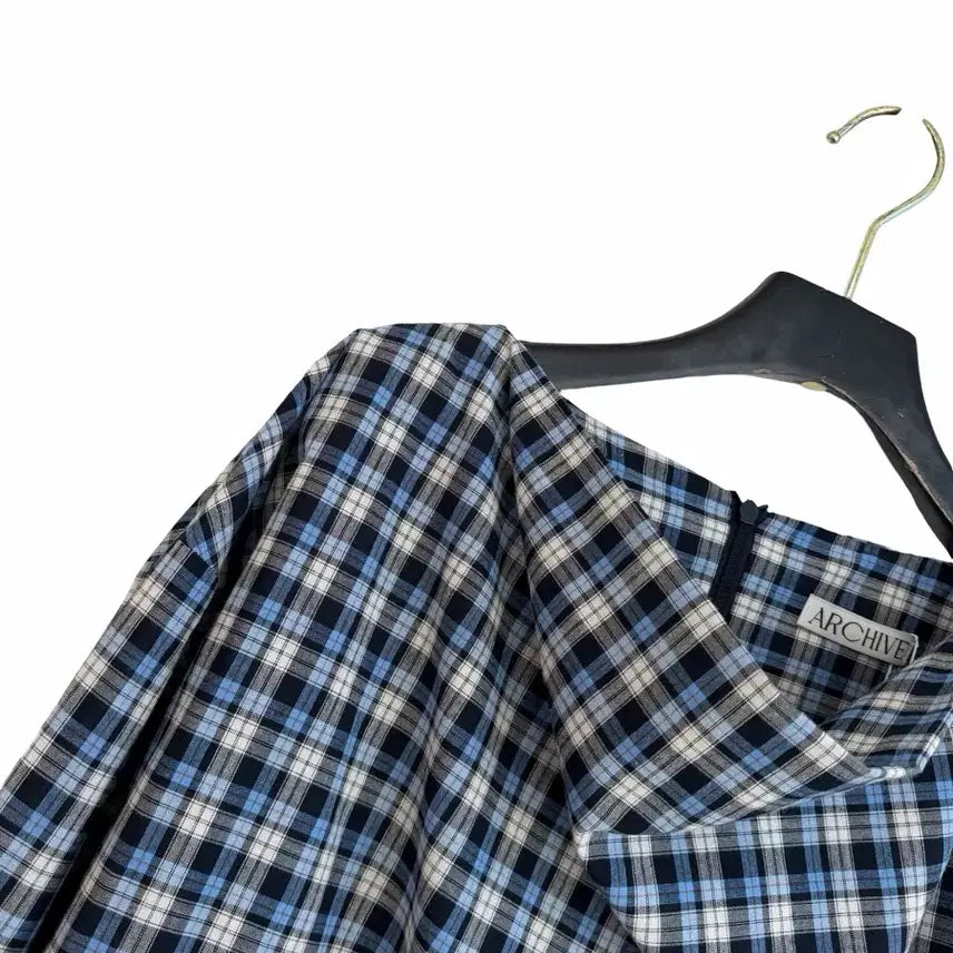 [BUNJANG] Checked Drape Cotton Blouse / 교신안함)체크 드레이프 코튼 블라우스-고퀄/투웨이