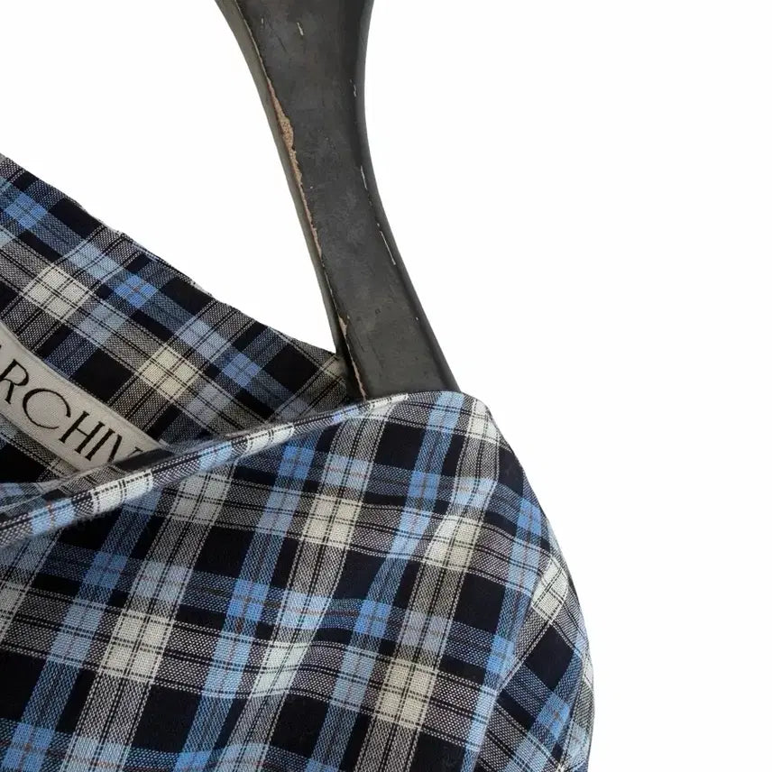 [BUNJANG] Checked Drape Cotton Blouse / 교신안함)체크 드레이프 코튼 블라우스-고퀄/투웨이