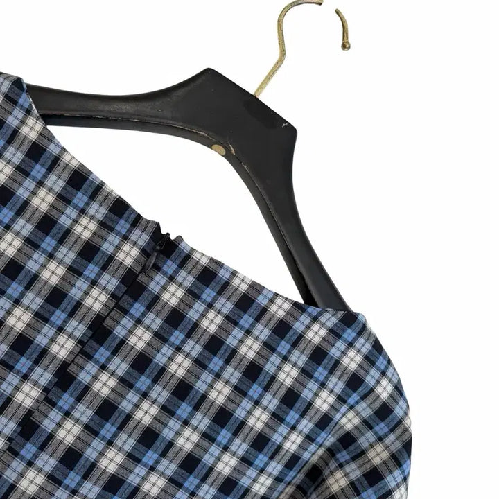 [BUNJANG] Checked Drape Cotton Blouse / 교신안함)체크 드레이프 코튼 블라우스-고퀄/투웨이