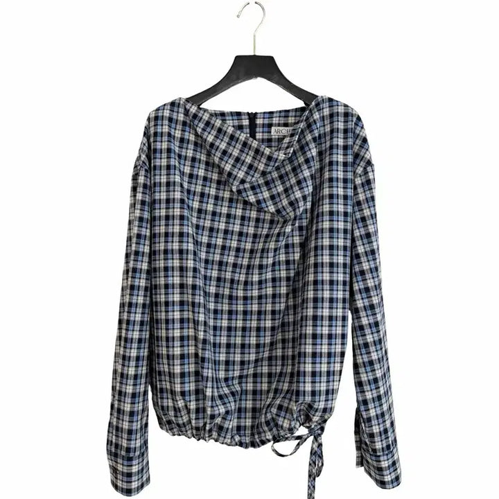 [BUNJANG] Checked Drape Cotton Blouse / 교신안함)체크 드레이프 코튼 블라우스-고퀄/투웨이