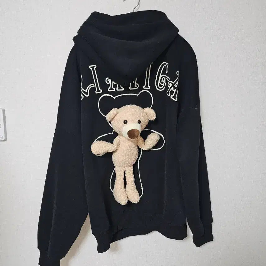 [BUNJANG] Oversized Teddy Bear Hooded Sweatshirt / 빅사이즈 오버핏 어부바 곰돌이 후드티 새상품