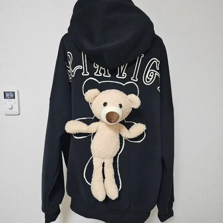 [BUNJANG] Oversized Teddy Bear Hooded Sweatshirt / 빅사이즈 오버핏 어부바 곰돌이 후드티 새상품